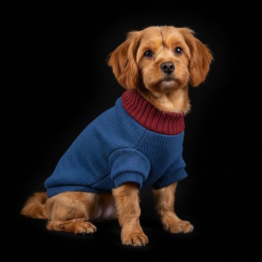 Knitted Dog Sweater on Dog