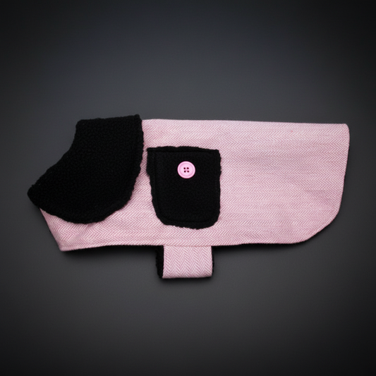 Pink Herringbone Coat - No Outline